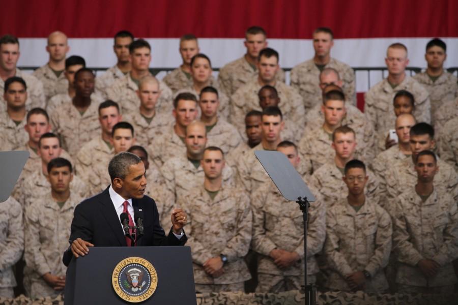 President Obama announced the end of combat mission in Afghanistan and is withdrawing troops through 2016.