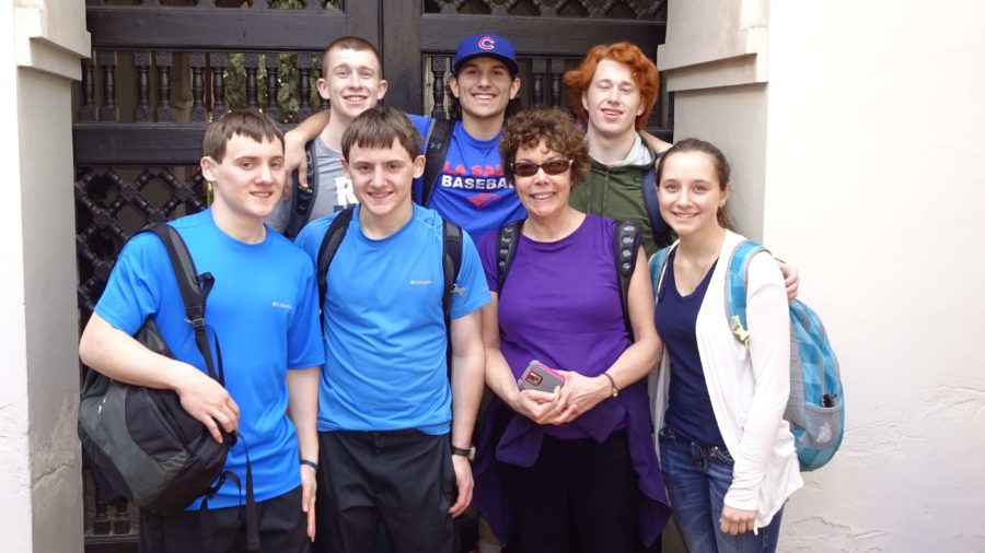 Mrs. McDonald touring Malaga, Spain with juniors from La Salle 
