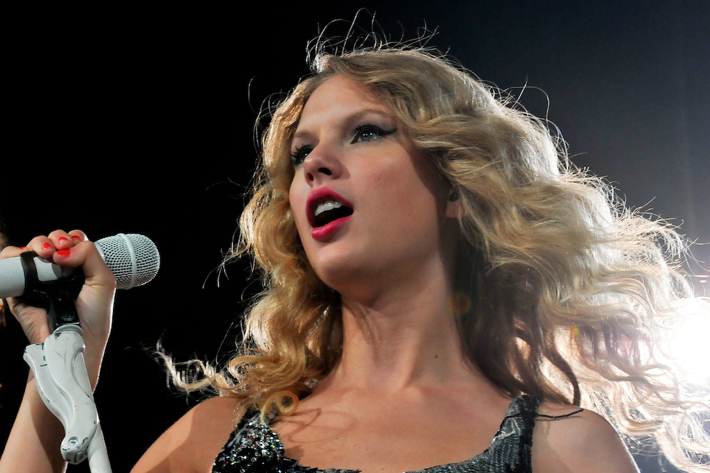 Taylor Swift is backlit on stage during her concert at the Bryce Jordan Center on Saturday, Aug. 29, one of many stops on her Fearless Tour 2009, which is promoting the 19-year-old singer/songwriter's recent album, also entitled 'Fearless.' The show sold out in a mere 20 minutes according to Bryce Jordan Center Director of Sales and Marketing Bernie Punt, making it the fastest sellout in the venue's history.