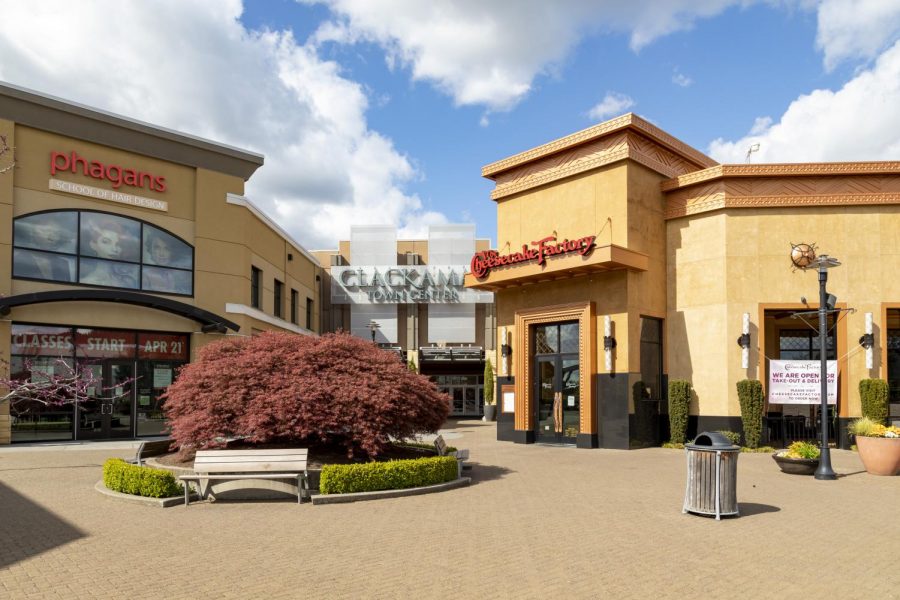 One of the busiest entrances to Clackamas Town Center sits empty.