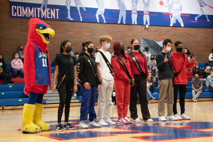 At Tuesday's pep assembly, homecoming court announcements were made by a member of Executive Council.