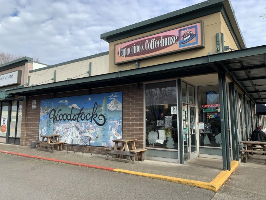 Papaccino’s Coffee House is located at 4411 SE Woodstock Blvd, Portland, OR 97206.