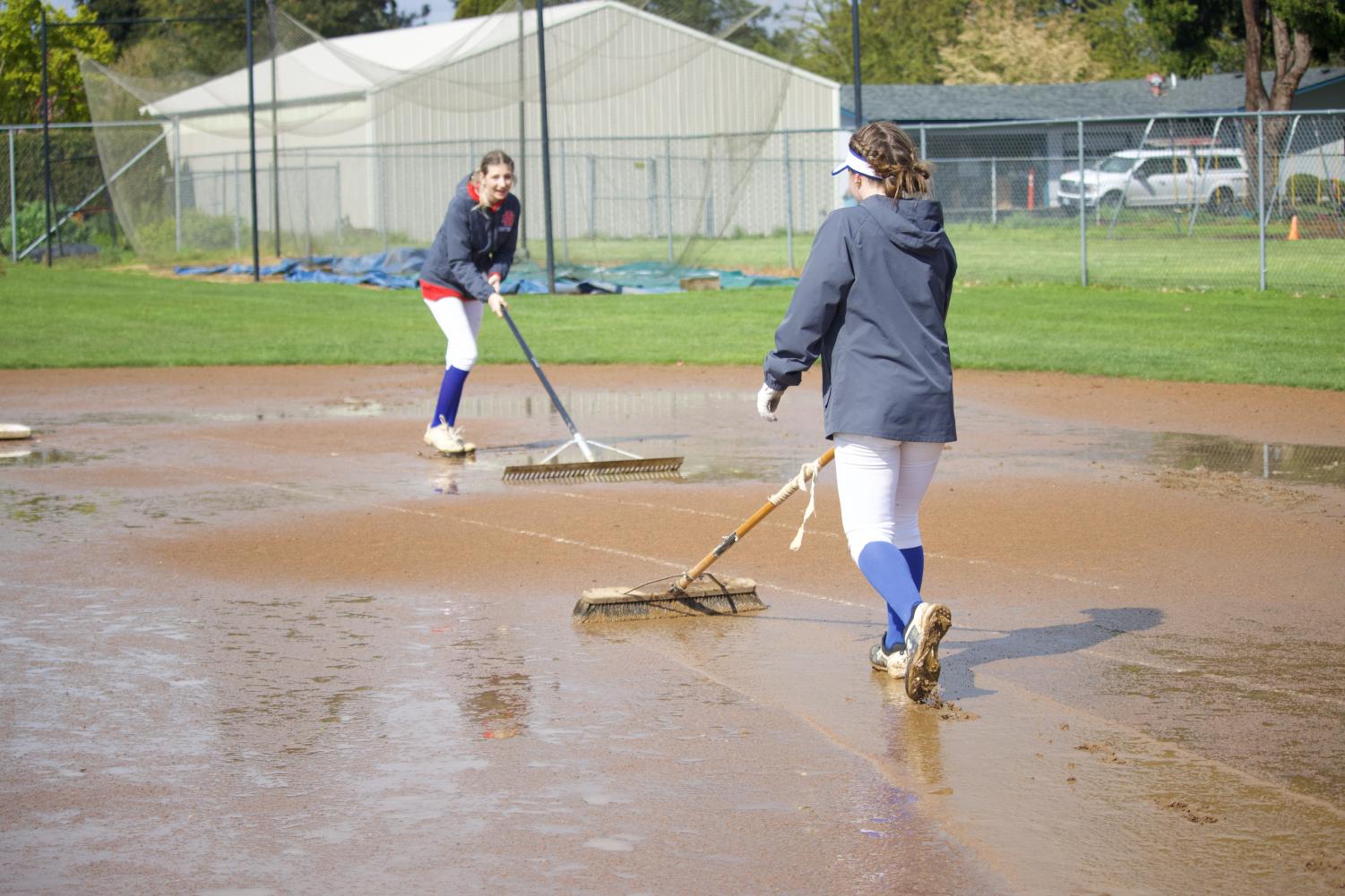 A+Flooded+Field+Caused+the+Varsity+Softball+Team+To+Get+Creative
