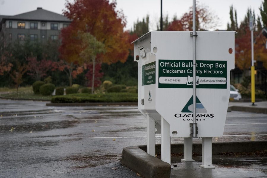 Ballot drop-off boxes can be found throughout the state, since Oregon does not have in-person voting. 