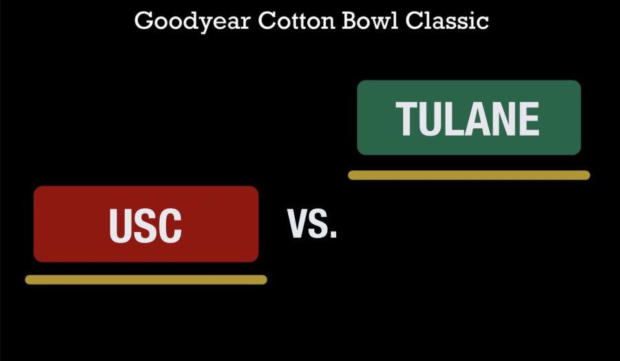 The USC Trojans and Tulane Green Wave will face off for the Goodyear Cotton Bowl Classic. The game will begin at 10 a.m. Pacific time on Jan. 2, 2023, and can be watched on ESPN.