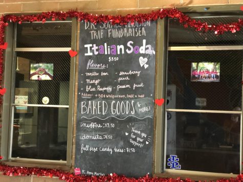 Students going on the Dominican Republic service immersion are selling Italian sodas and treats such as muffins, doughnuts, and candy bars through Café Justo to raise money for their trip.  