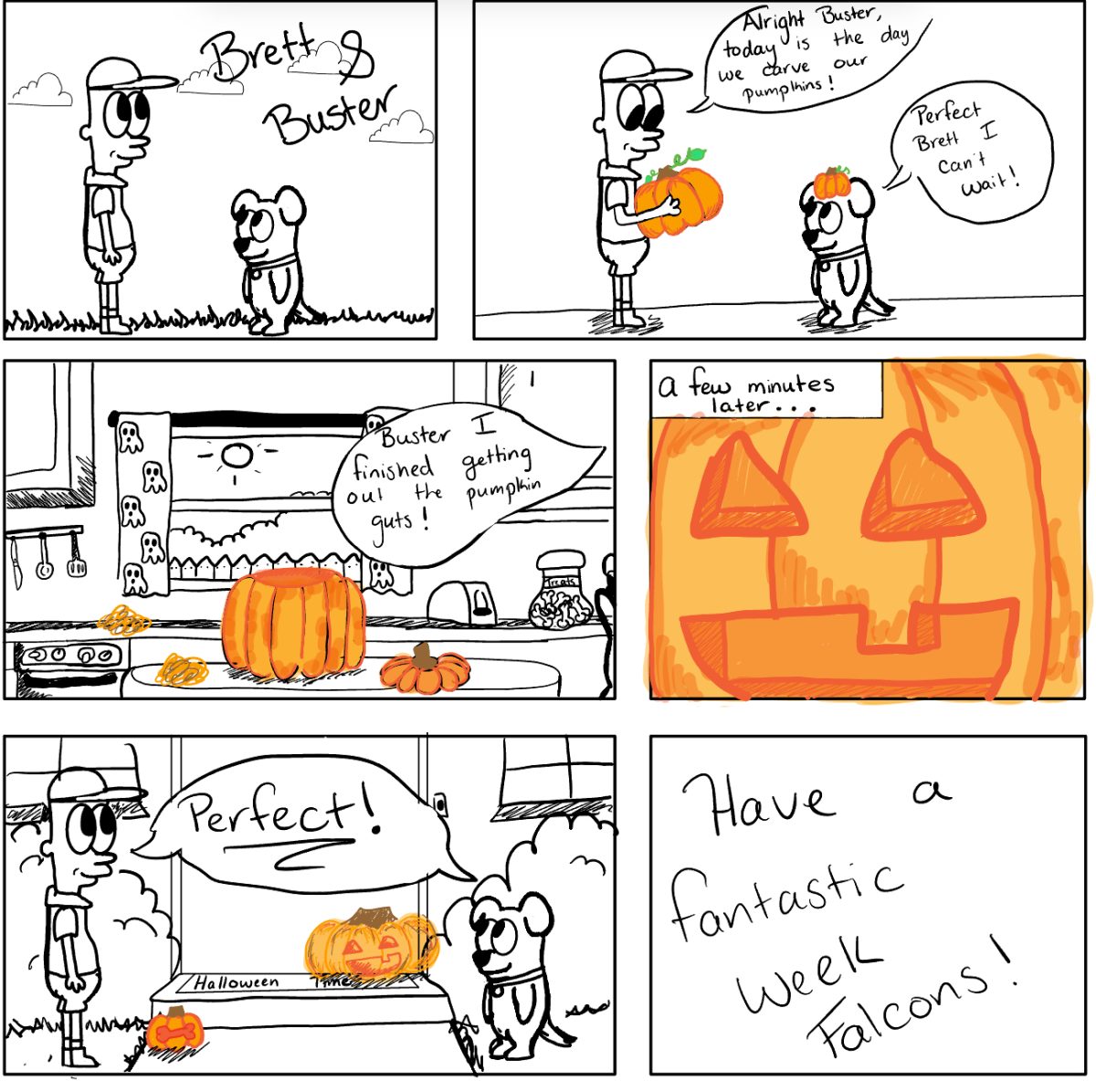 Brett and Buster Embrace Autumn’s Spirit: A Pumpkin Carving Adventure!