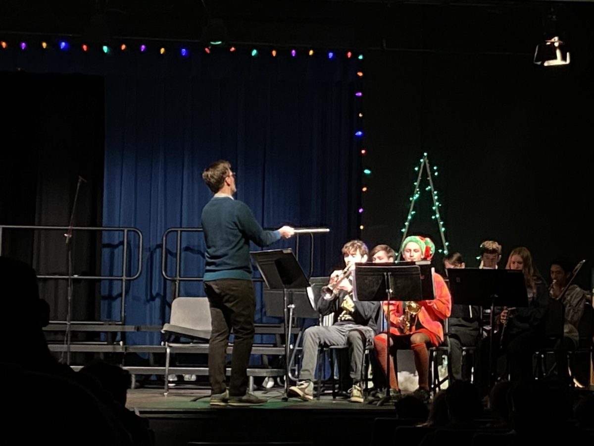 Choir, Band, and Guitar classes performed a Christmas concert for students and staff during Flex Time on Wednesday.