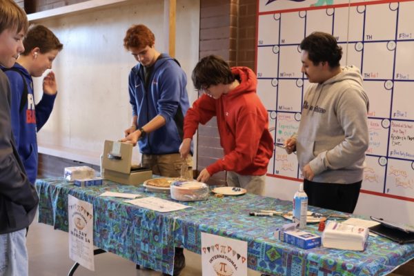 Members of the Multivariable Calculus class sold pie for Pi Day on March 14.