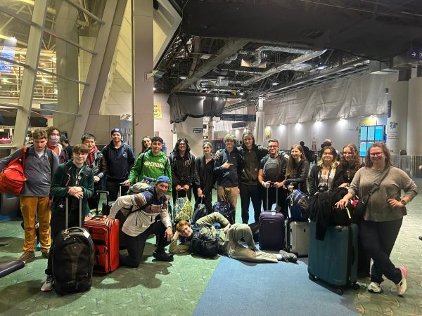 The group met on 23 March at Portland International Airport after being dropped off by parents. Many of the students had never flown without their parents before, so it was a new, interesting experience for them.