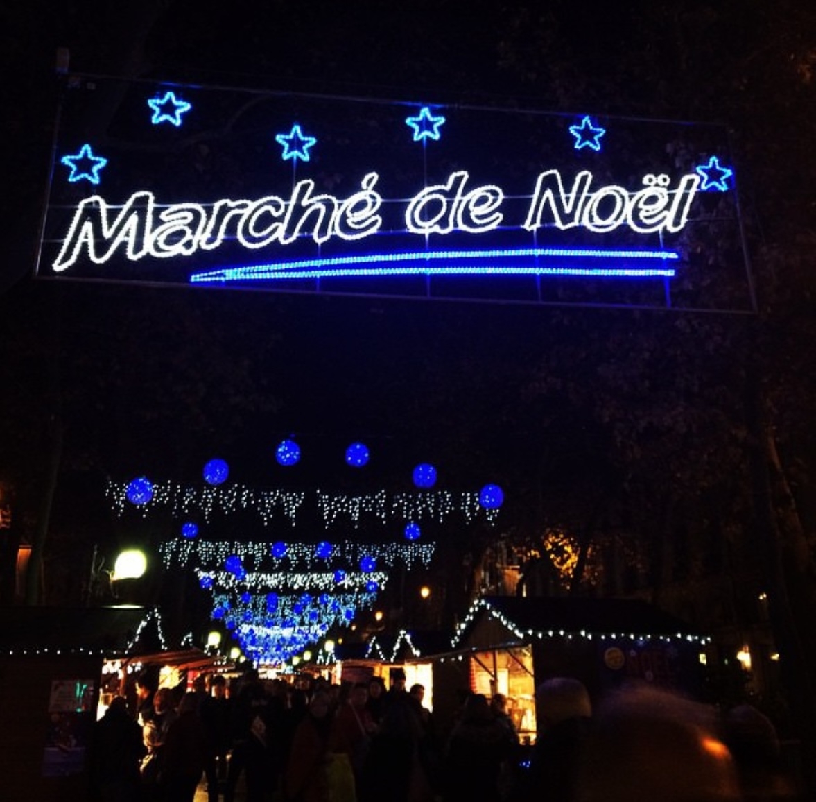 The bright lights luminating the Christmas market in Tours, France, which is where French teacher Ms. Amanda Barker lived.