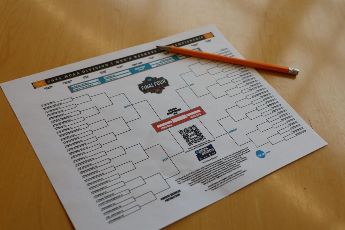 The 2025 NCAA March Madness tournament bracket waiting to be filled in before the tournament's first game.