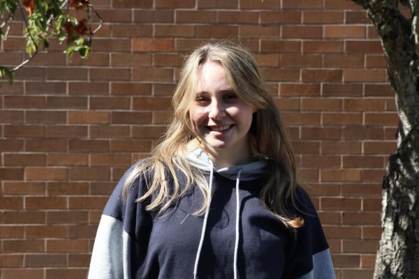 Freshman Sofia Hartner spends most of her school time in the theater lobby, where she meets her friends each morning and typically eats lunch.