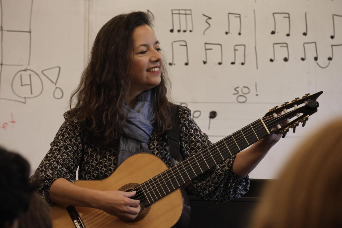 Award-winning Argentinian guitarist Cecilia Zabala performs a song on her 7-string guitar titled “Perezoso,” meaning “lazy,” about her two cats.