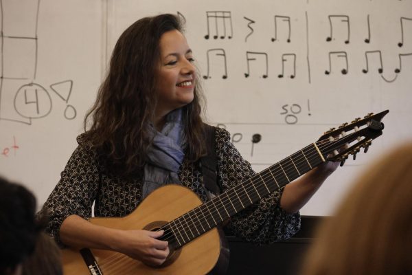 Award-winning Argentinian guitarist Cecilia Zabala performs a song on her 7-string guitar titled “Perezoso,” meaning “lazy,” about her two cats.