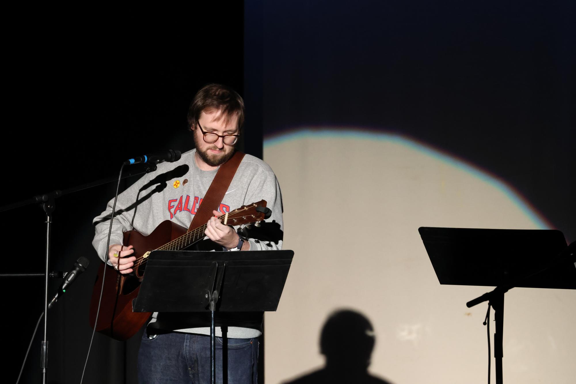 Lasallians Gather in the Theater for Open Mic Night
