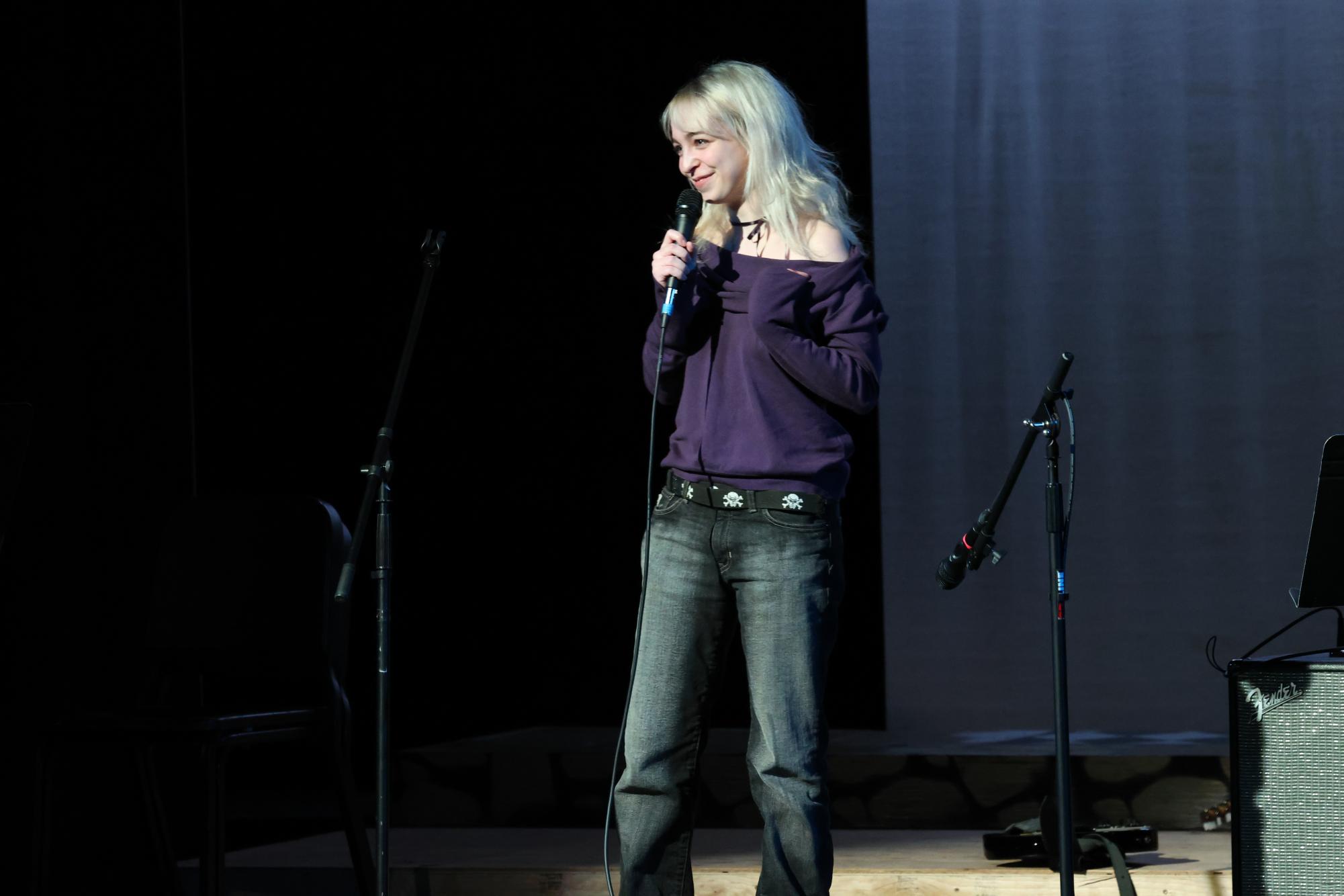 Lasallians Gather in the Theater for Open Mic Night