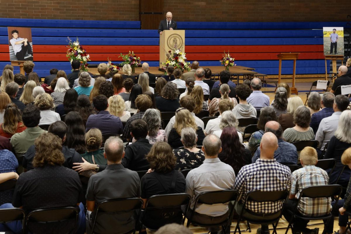 Several speakers, including students, staff, parents, co-workers, and family members, highlighted senior Luke Wardwell’s humor, generosity, and kindness as they shared remembrances and spoke about the impact he had on their lives.