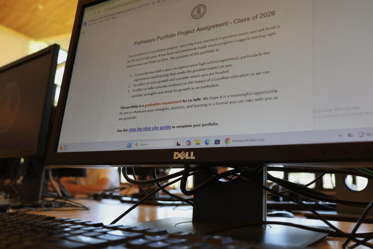 Students of all grade levels complete a section of the cumulative portfolio every year, leading to a cumulative final product by the end of their high school career, which serves as a way to encapsulate a student's experience at La Salle, Principal Ms. Alanna O'Brien said.