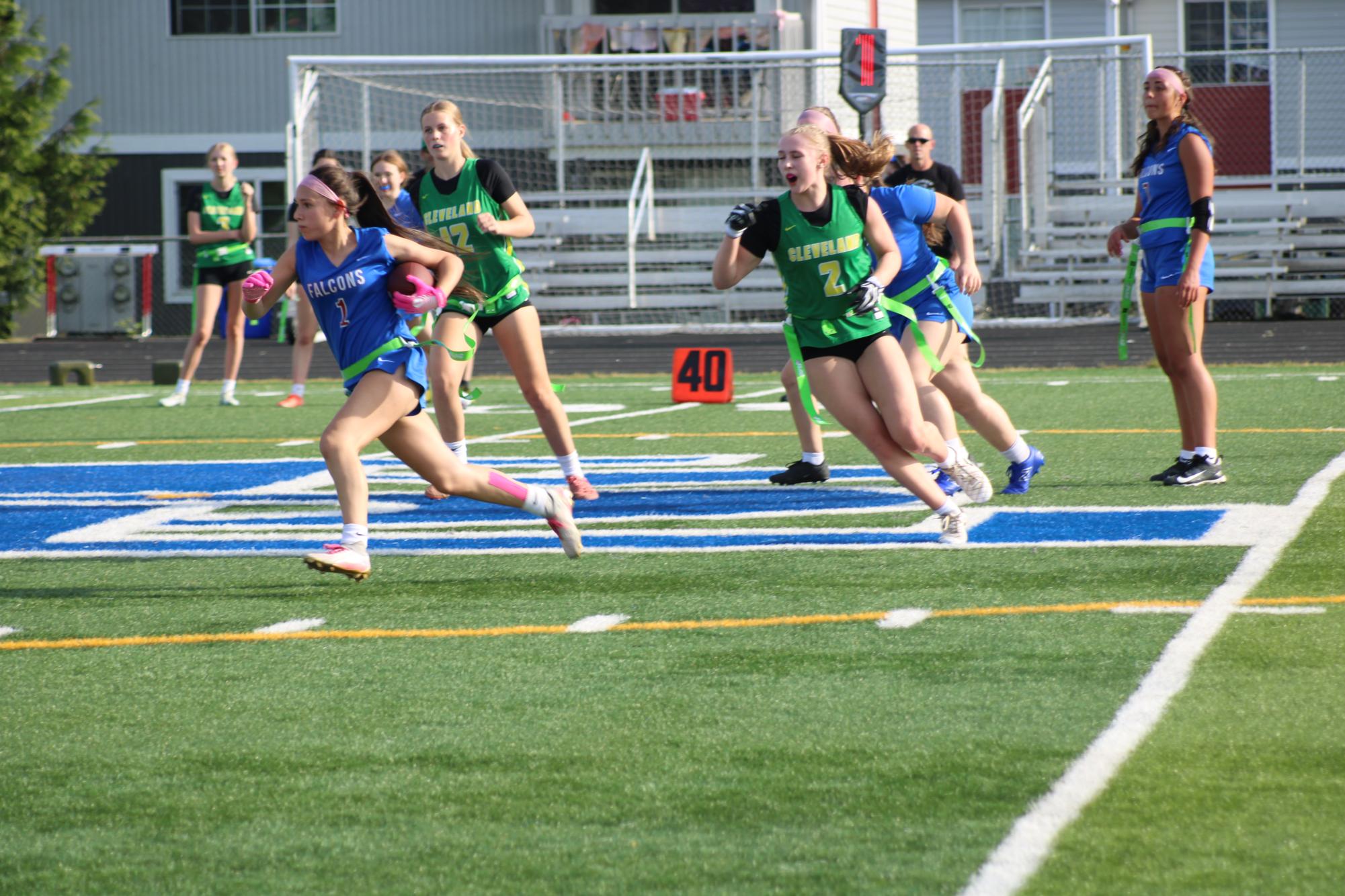 Photo Story: Girls Flag Football Routs Cleveland in 39-12 Domination