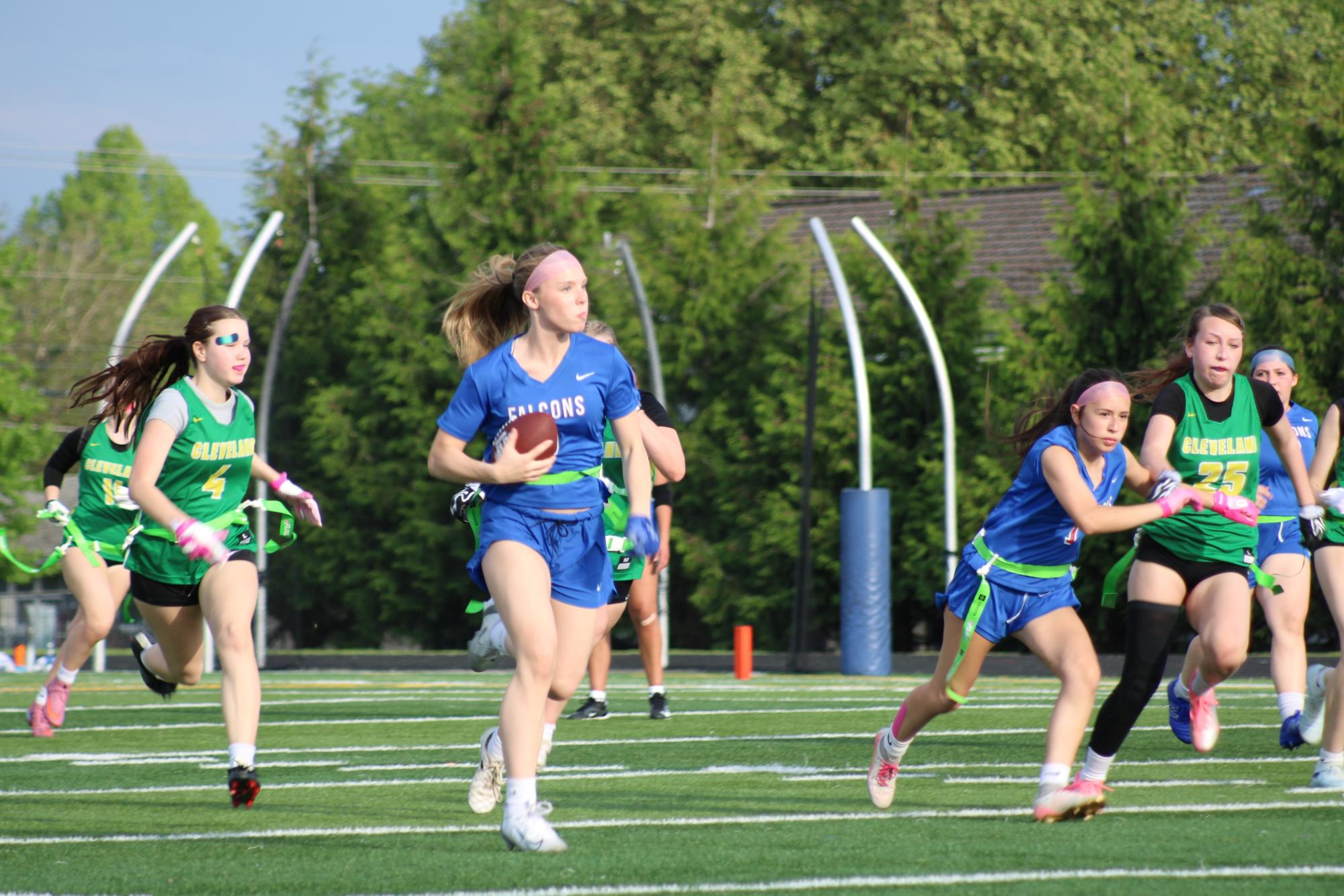 Photo Story: Girls Flag Football Routs Cleveland in 39-12 Domination